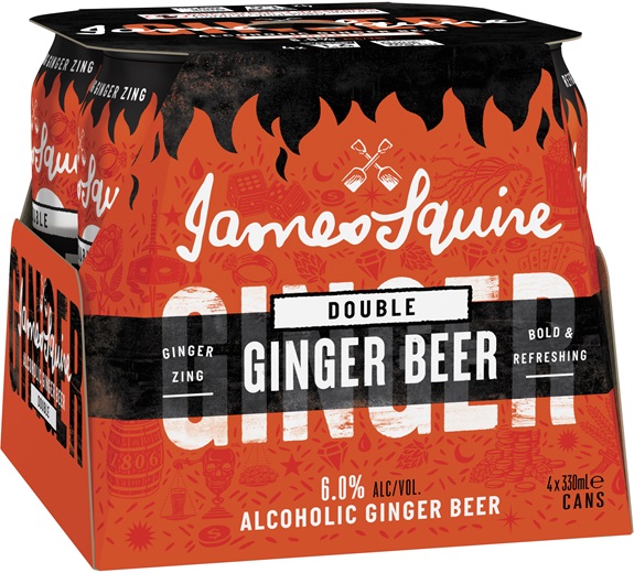 James Squire Double Ginger Beer Can 330mL (Pack of 4)