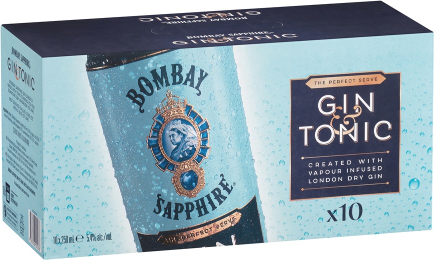 Buy Bombay Sapphire Gin & Tonic 250ml (10PK) Online