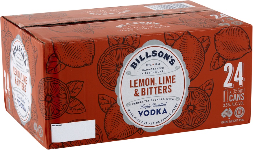 Billson's Lemon Lime & Bitters Vodka Mixed Drink 355mL Liquorland