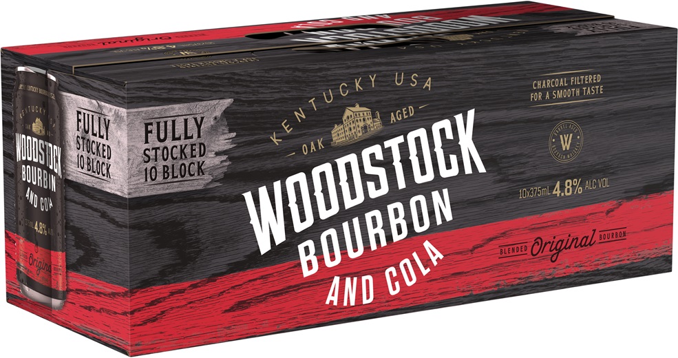 Woodstock 10pack Bourbon Cola 4 8 Can 375ml Liquorland