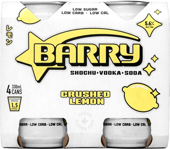 Barry Crushed Lemon Can 330mL - Single, 4 & 16 Pack Deals