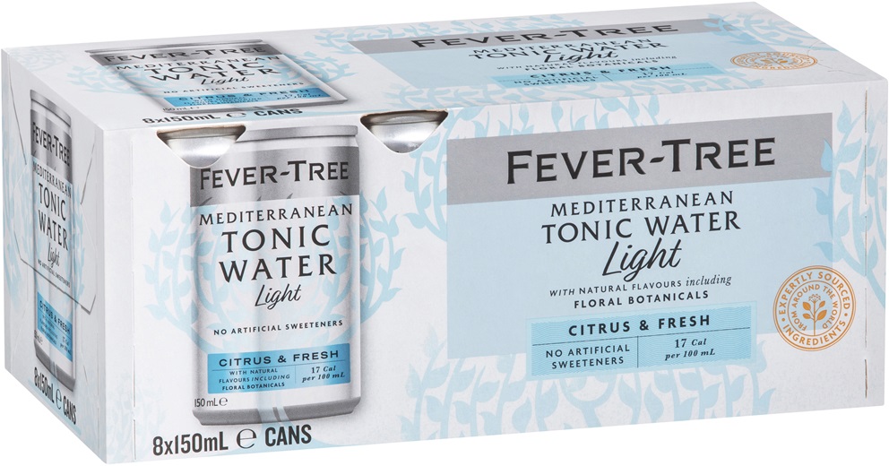 Fever Tree Mediterranean Light Tonic 8Pk Can 150mL Liquorland