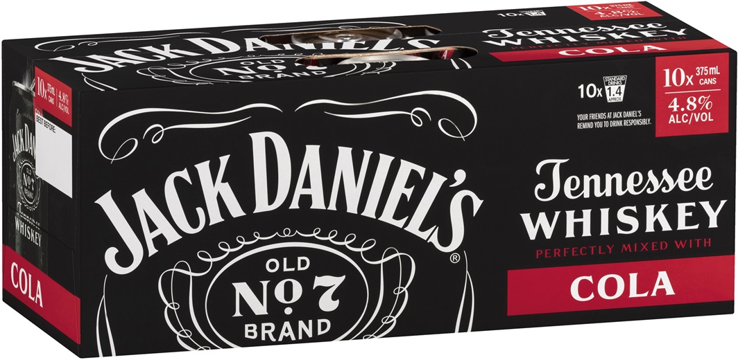 Jack Daniels Jack Daniels & Cola Can 375mL 10pk